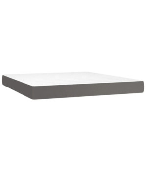 Saltea cu arcuri buzunar, fermitate medie, gri, 180x200x20 cm, piele ecologică - WOODBB3317