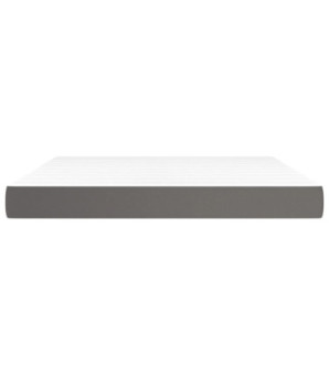 Saltea cu arcuri buzunar, fermitate medie, gri, 180x200x20 cm, piele ecologică - WOODBB3317