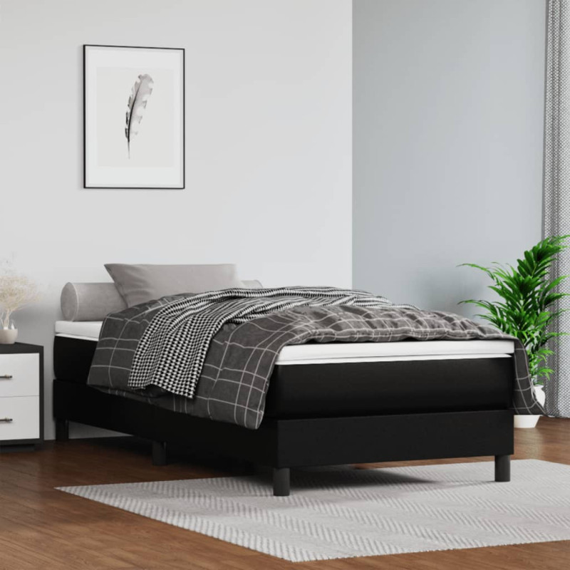 Saltea cu arcuri buzunar, fermitate medie, negru, 120x190x20 cm, piele ecologică - WOODBB3332