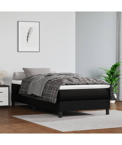Saltea cu arcuri buzunar, fermitate medie, negru, 120x190x20 cm, piele ecologică - WOODBB3332