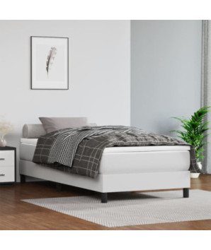 Saltea cu arcuri buzunar, fermitate medie, alb, 120x190x20 cm, piele ecologică - WOODBB3333