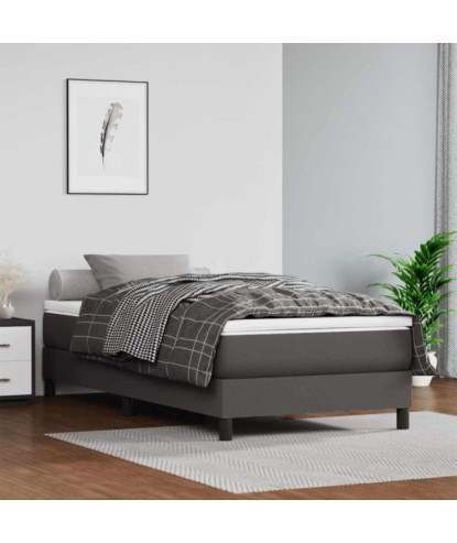 Saltea cu arcuri buzunar, fermitate medie, gri, 120x190x20 cm, piele ecologică - WOODBB3334