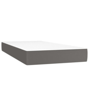 Saltea cu arcuri buzunar, fermitate medie, gri, 120x190x20 cm, piele ecologică - WOODBB3334