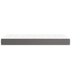 Saltea cu arcuri buzunar, fermitate medie, gri, 120x190x20 cm, piele ecologică - WOODBB3334