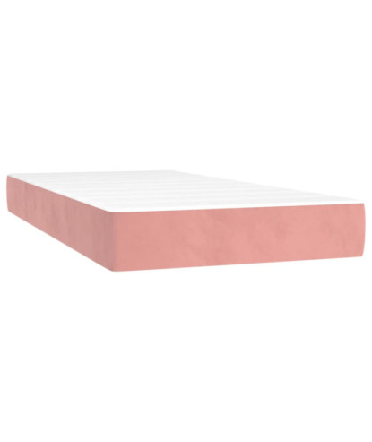 Saltea cu arcuri buzunar, fermitate medie, roz, 120x190x20 cm, catifea - WOODBB3341