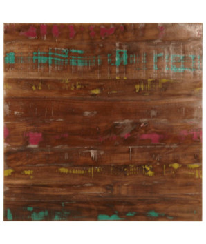 Blat masă rustic din lemn masiv reciclat, pătrată, 80x80x2,5 cm, handmade