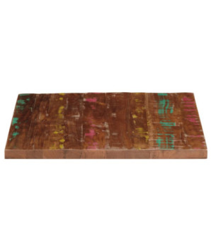 Blat masă rustic din lemn masiv reciclat, pătrată, 80x80x2,5 cm, handmade