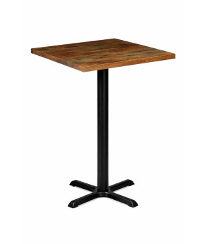Masă bistro înaltă 80x80x108,5 cm lemn reciclat cu picior fontă