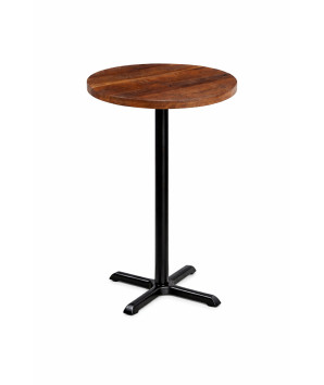 Masă rotundă cu aspect rustic industrial, din lemn masiv reciclat, Ø60x110,8 cm