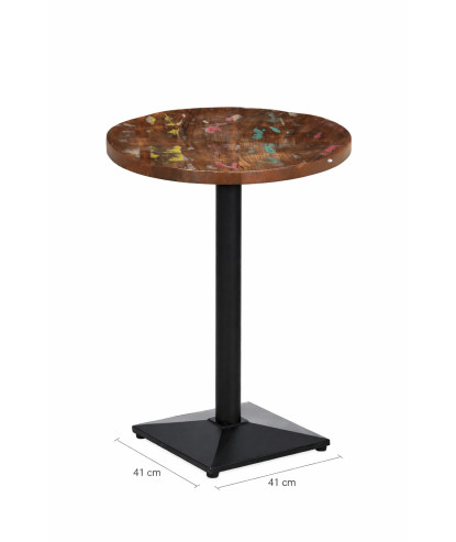 Masă Bistro Ø50 cm Lemn Reciclat + Picior Fontă Negru 41x41x72 cm