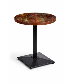 Masă Bistro Ø40 cm Lemn Reciclat + Picior Fontă Negru 41x41x72 cm