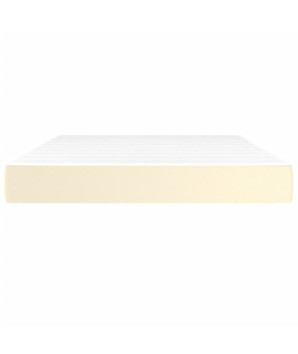 Saltea cu arcuri buzunar, fermitate medie, crem, 140x190x20 cm, piele ecologică - WOODBB3397