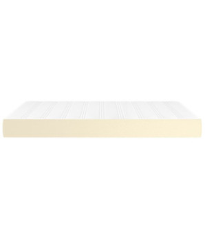 Saltea cu arcuri buzunar, fermitate medie, crem, 140x190x20 cm, piele ecologică - WOODBB3397