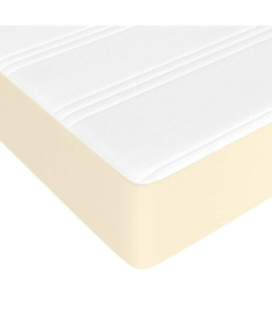 Saltea cu arcuri buzunar, fermitate medie, crem, 140x190x20 cm, piele ecologică - WOODBB3397