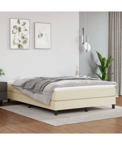 Saltea cu arcuri buzunar, fermitate medie, crem, 140x200x20 cm, piele ecologică - WOODBB3398