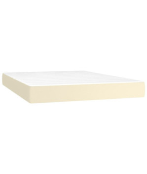 Saltea cu arcuri buzunar, fermitate medie, crem, 140x200x20 cm, piele ecologică - WOODBB3398