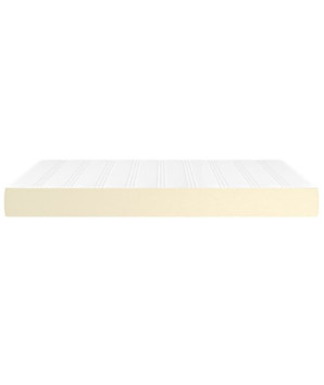 Saltea cu arcuri buzunar, fermitate medie, crem, 140x200x20 cm, piele ecologică - WOODBB3398