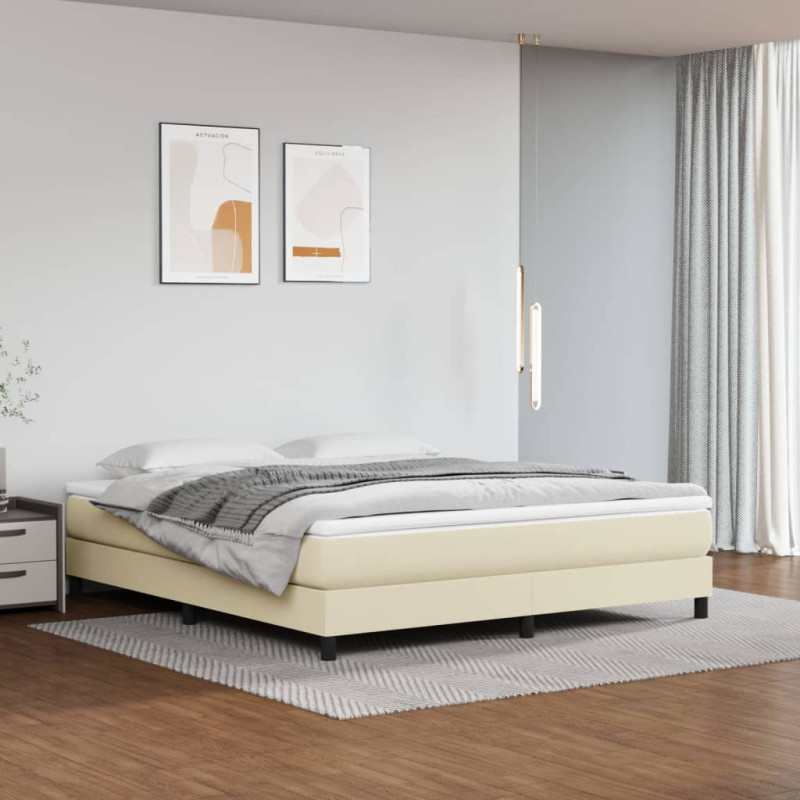 Saltea cu arcuri buzunar, fermitate medie, crem, 180x200x20 cm, piele ecologică - WOODBB3399
