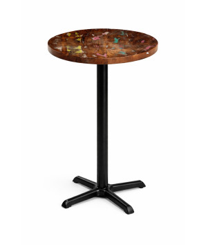 Masă Bistro Înaltă Ø60 cm Lemn Reciclat + Picior Fontă 56x56x107 cm