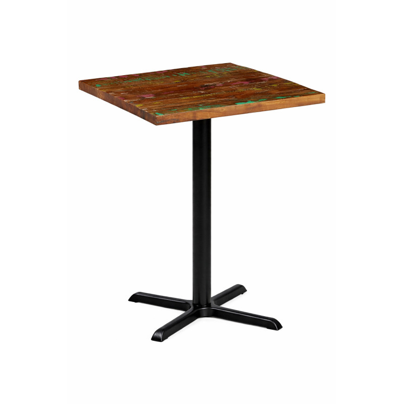 Masă patrată cu aspect industrial, din lemn masiv reciclat, 80x80 cm Masă patrată cu aspect industrial, din lemn masiv reciclat, 80x80 cm