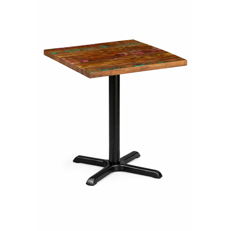 Masă patrată cu aspect vintage, din lemn masiv reciclat, 70x70 cm Masă patrată cu aspect vintage, din lemn masiv reciclat, 70x70 cm