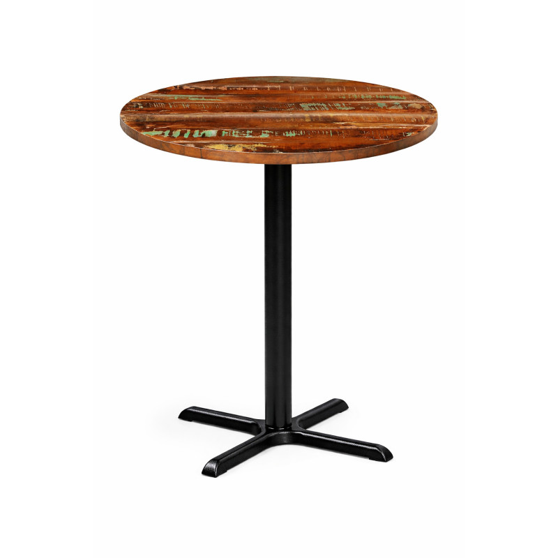 Masă rotundă cu aspect industrial, din lemn masiv reciclat, Ø80x2,5 cm Masă rotundă cu aspect industrial, din lemn masiv reciclat, Ø80x2,5 cm