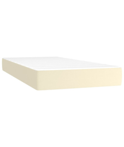 Saltea cu arcuri buzunar, fermitate medie, crem, 90x190x20 cm, piele ecologică - WOODBB3408