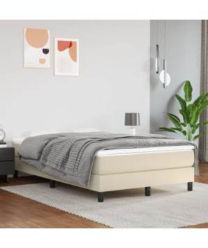 Saltea cu arcuri buzunar, fermitate medie, crem, 120x200x20 cm, piele ecologică - WOODBB3409