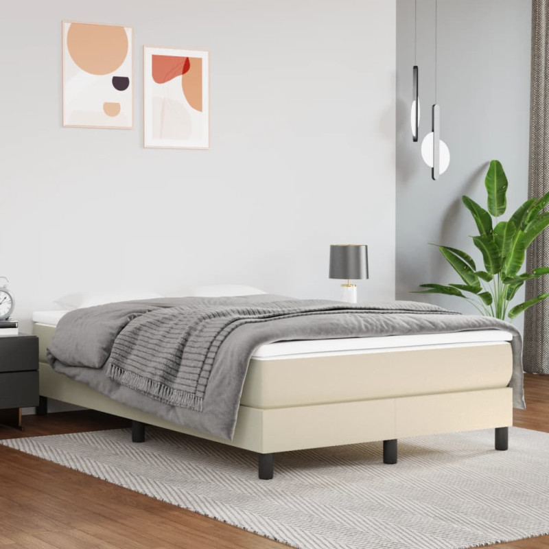Saltea cu arcuri buzunar, fermitate medie, crem, 120x200x20 cm, piele ecologică - WOODBB3409