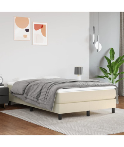 Saltea cu arcuri buzunar, fermitate medie, crem, 120x200x20 cm, piele ecologică - WOODBB3409