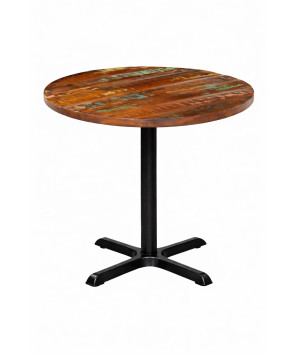 Masă Bistro Ø70 cm Lemn Reciclat + Picior Fontă 56x56x72 cm