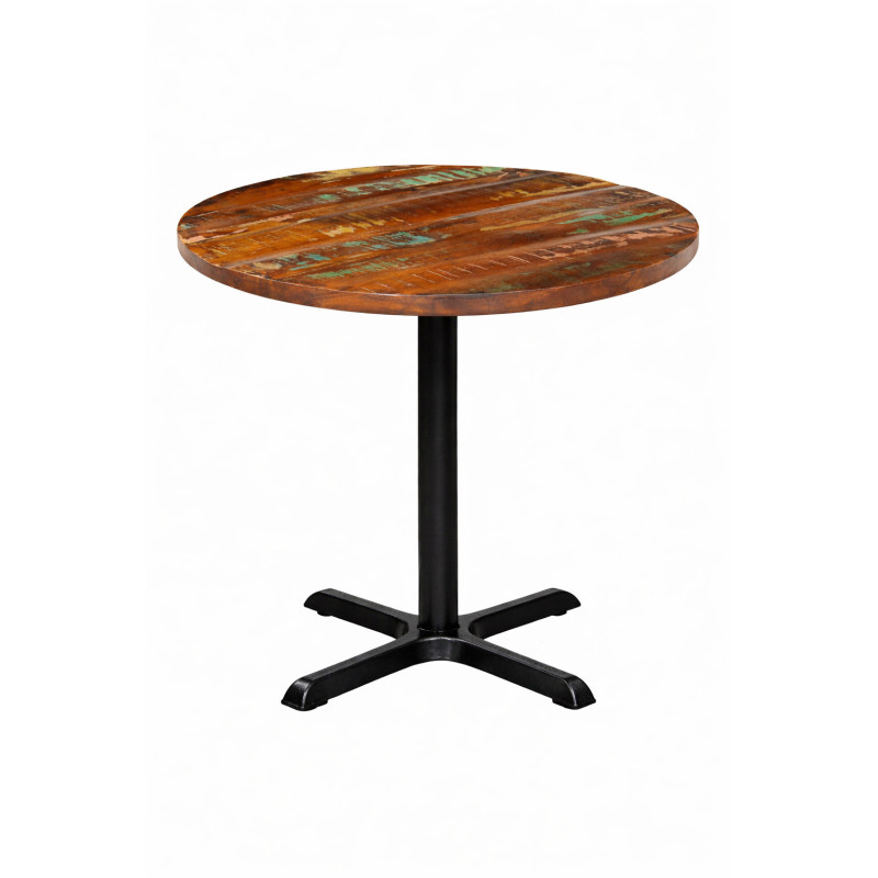 Masă rotundă cu aspect industrial, din lemn masiv reciclat, Ø70x2,5 cm Masă rotundă cu aspect industrial, din lemn masiv reciclat, Ø70x2,5 cm