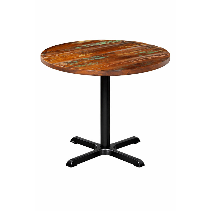 Masă rotundă cu aspect industrial, din lemn masiv reciclat, Ø80x75,8 cm Masă rotundă cu aspect industrial, din lemn masiv reciclat, Ø80x75,8 cm