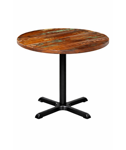 Masă Bistro Ø80 cm Lemn Reciclat + Picior Fontă 56x56x72 cm