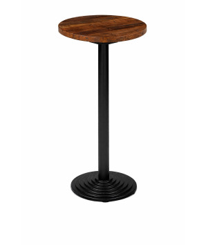 Masă Bistro Ø50 cm Lemn Reciclat + Picior Fontă Negru Ø43x107 cm