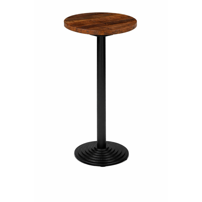 Masă rotundă cu aspect industrial, din lemn masiv reciclat, Ø50x109,5 cm
