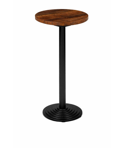 Masă Bistro Ø50 cm Lemn Reciclat + Picior Fontă Negru Ø43x107 cm