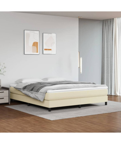 Saltea cu arcuri buzunar, fermitate medie, crem, 160x200x20 cm, piele ecologică - WOODBB3417