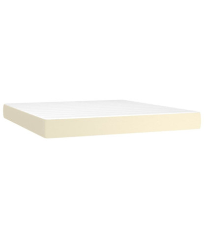 Saltea cu arcuri buzunar, fermitate medie, crem, 160x200x20 cm, piele ecologică - WOODBB3417