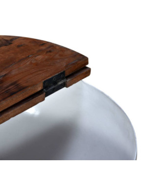 Măsuță cafea aspect industrial, din lemn masiv reciclat, formă bol, 60 x 27 cm