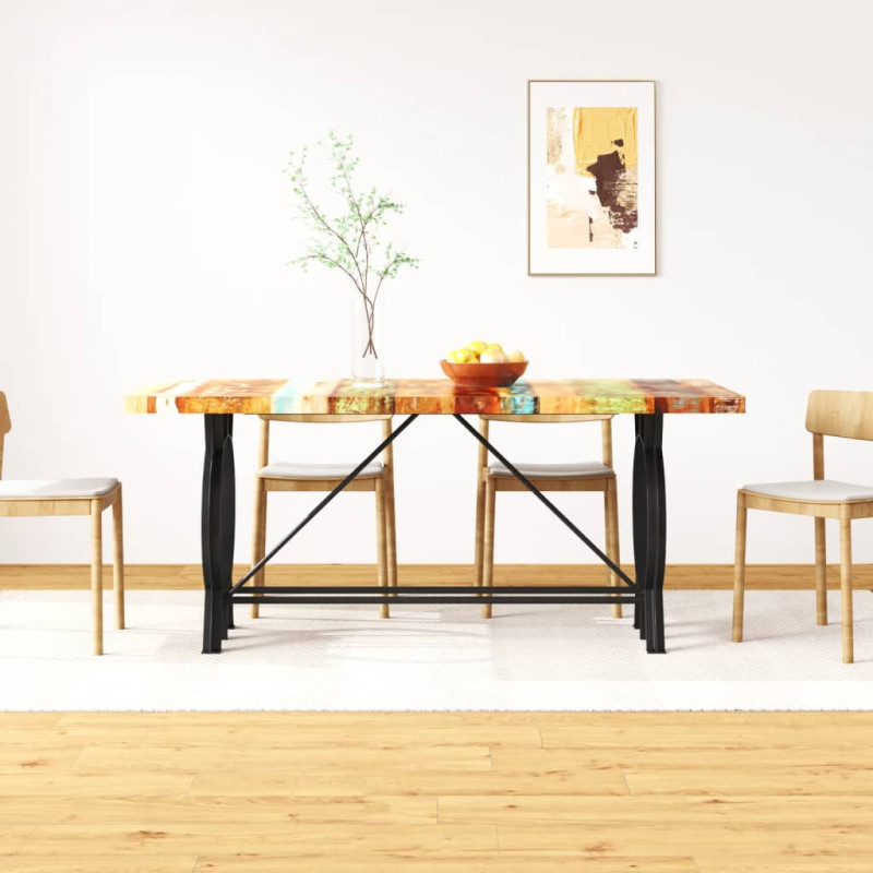 Masă de bucătărie pentru 6 persoane, aspect industrial, din lemn masiv reciclat, dreptunghiulară, 180 x 90 x 77 cm Masă de bucătărie pentru 6 persoane, aspect industrial, din lemn masiv reciclat, dreptunghiulară, 180 x 90 x 77 cm