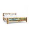 Cadru de pat, 180 x 200 cm, lemn reciclat, cu aspect antichizat - WOODBB365