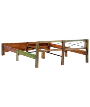 Cadru de pat, 180 x 200 cm, lemn reciclat, cu aspect antichizat - WOODBB365
