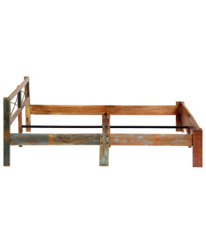Cadru de pat, 180 x 200 cm, lemn reciclat, cu aspect antichizat - WOODBB365