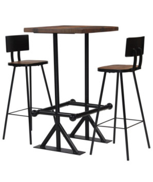 Set mobilier de bar, 3 piese, lemn reciclat, cu aspect retro - WOODBB368
