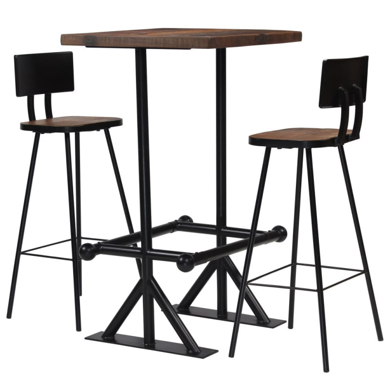 Set mobilier de bar, 3 piese, lemn reciclat, cu aspect retro - WOODBB368 Set mobilier de bar, 3 piese, lemn reciclat, cu aspect retro - WOODBB368