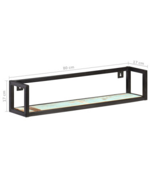 Rafturi de perete, 2 buc., 80 cm, lemn reciclat, cu aspect industrial - WOODBB52