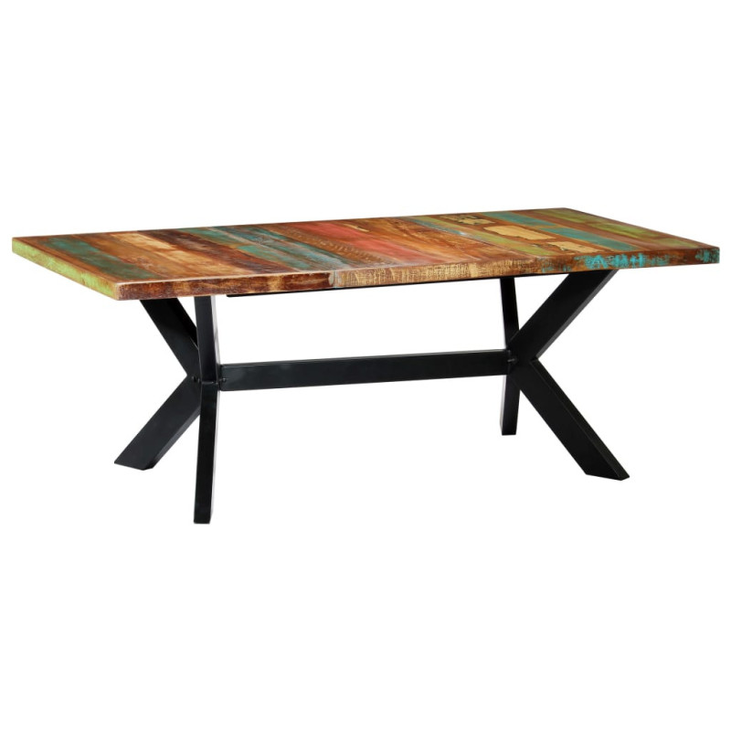 Masă de bucătărie pentru 8 persoane, aspect industrial, din lemn masiv reciclat, dreptunghiulară, 200 x 100 x 75 cm Masă de bucătărie pentru 8 persoane, aspect industrial, din lemn masiv reciclat, dreptunghiulară, 200 x 100 x 75 cm