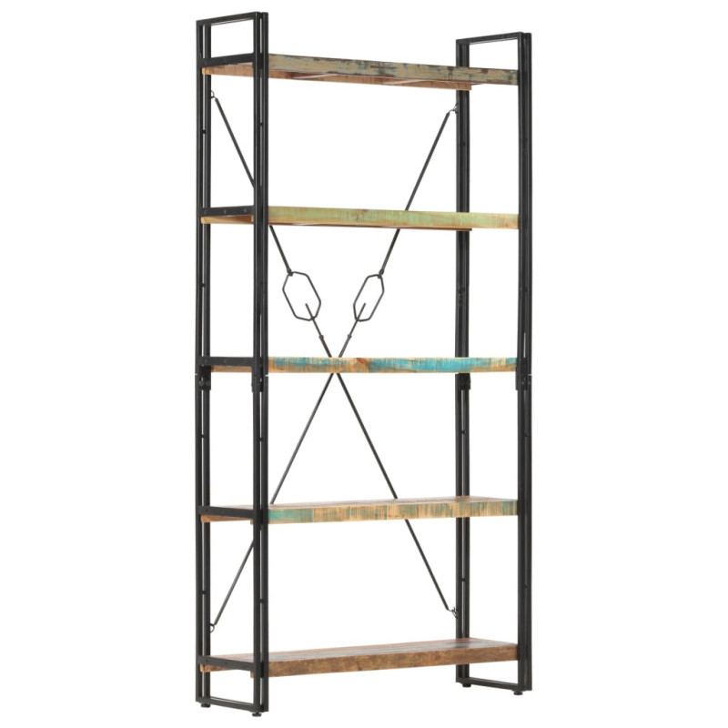 Bibliotecă cu aspect industrial, din lemn masiv reciclat, cu 5 rafturi, 90 x 30 x 180 cm, handmade Bibliotecă cu aspect industrial, din lemn masiv reciclat, cu 5 rafturi, 90 x 30 x 180 cm, handmade