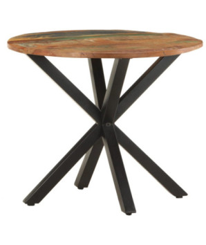Masă laterală, 68x68x56 cm, lemn reciclat, cu aspect industrial - WOODBB386